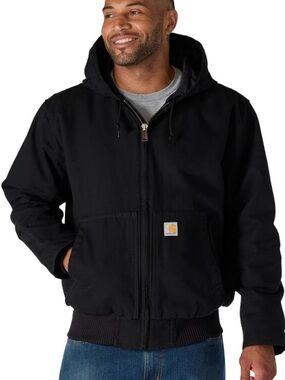 Carhartt Black Hooded Zip-Front Work Jacket